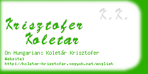 krisztofer koletar business card
