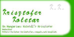 krisztofer koletar business card